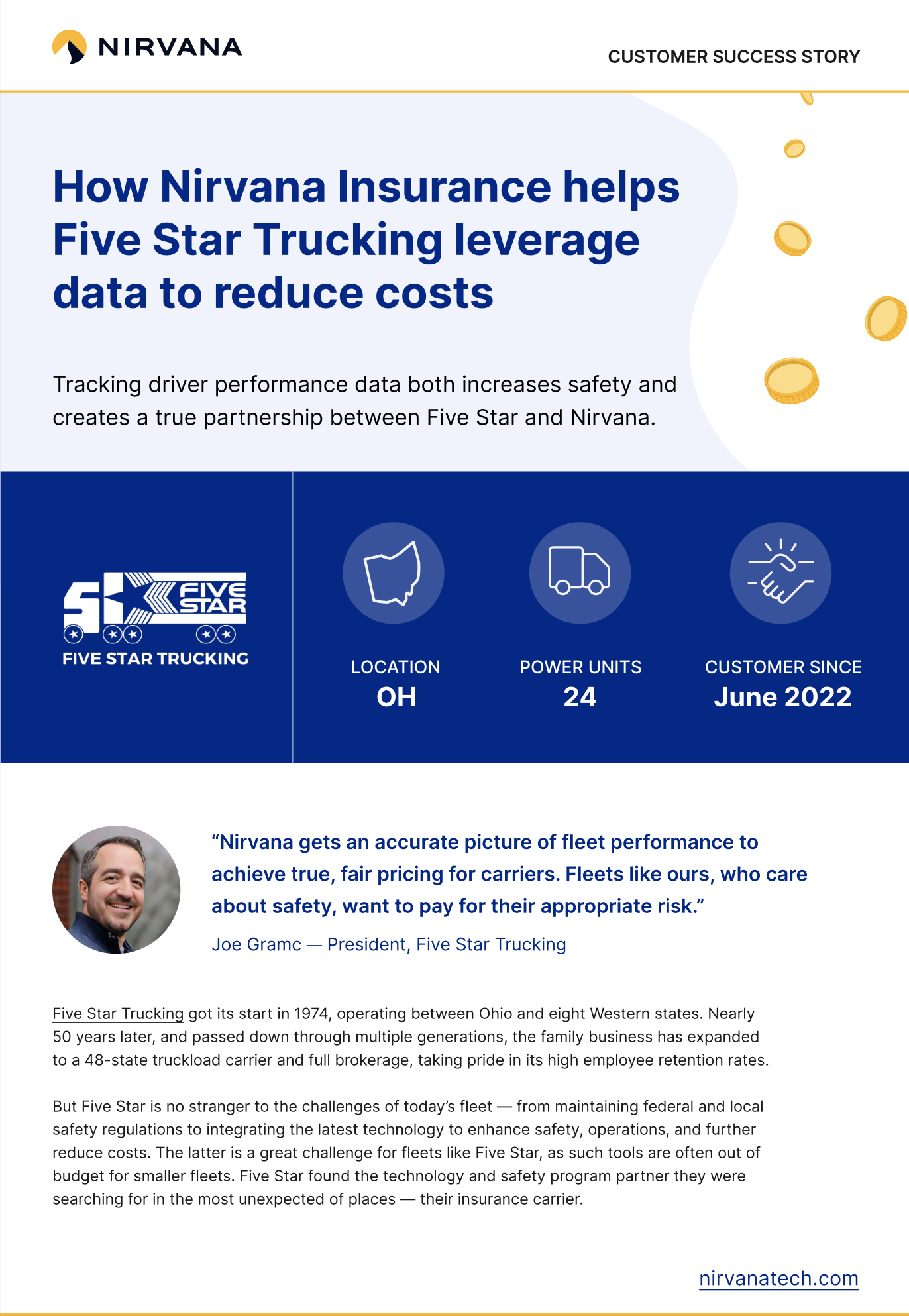 How Nirvana Insurance helps Five Star Trucking leverage data to reduce costs